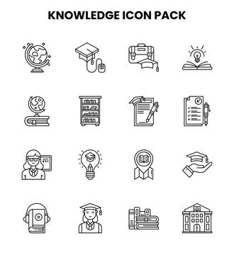 Knowledge Line Bundle Icons Pack Stockillustratie