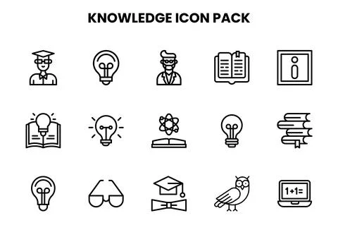 Knowledge Line Collection Icons Pack Stock Illustration