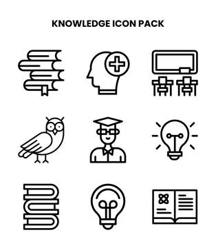 Knowledge Line Collection Icons Pack Stock Illustration