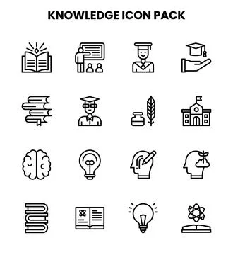 Knowledge Line Design Icons Pack Stock Illustration