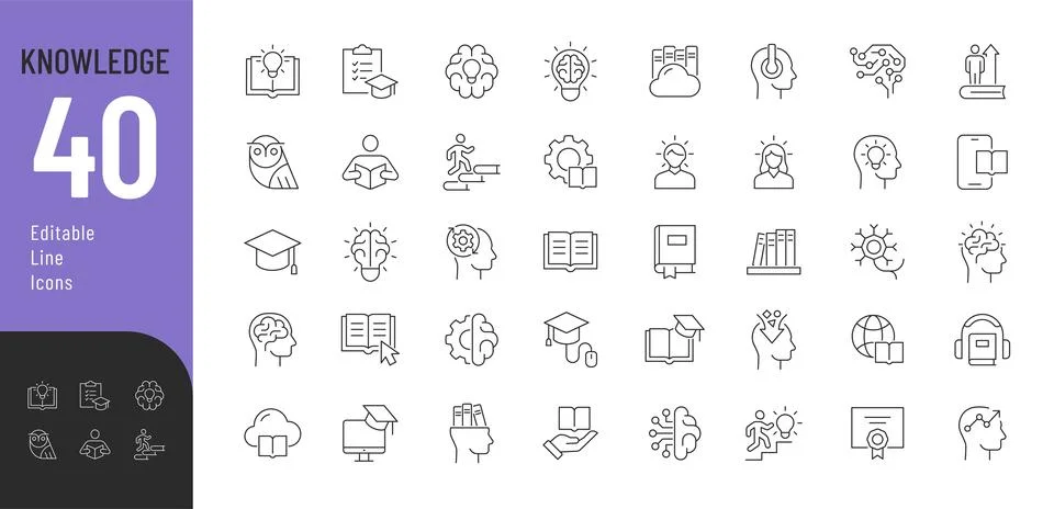Knowledge Line Editable Icons set. Stockillustratie