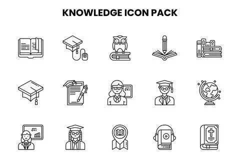 Knowledge Line Graphics Icons Pack Stock Illustration