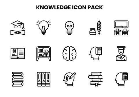 Knowledge Line Graphics Icons Pack Stock Illustration