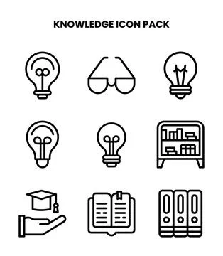 Knowledge Line Set Icons Pack Illustrazione stock
