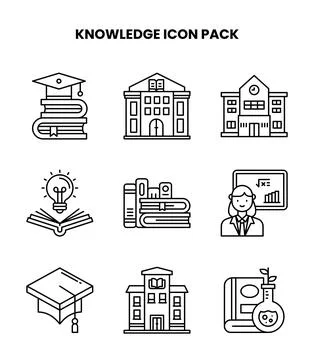 Knowledge Line Set Icons Pack Stockillustratie