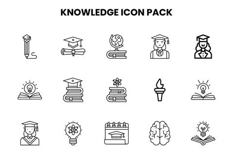 Knowledge Line Vector Icons Pack Stock Illustration
