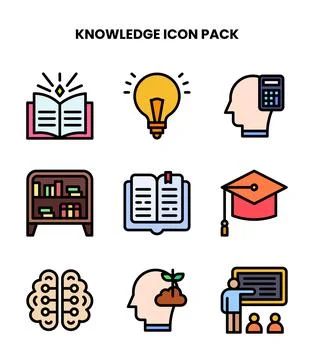Knowledge Lineal Color Graphics Icons Pack Illustrazione stock