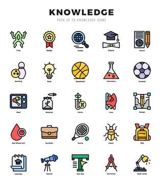Knowledge. Lineal Color icons Pack. vector illustration. Stock Illustration