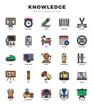 Knowledge Lineal Color icons. Vector Lineal Color illustration. Illustrazione stock