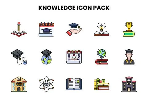 Knowledge Lineal Color Scalable Icons Pack Stockillustratie