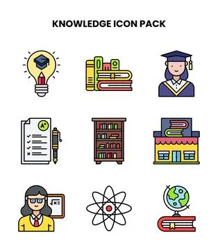 Knowledge Lineal Color Set Icons Pack Illustration