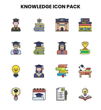 Knowledge Lineal Color UI Icons Pack Stockillustratie