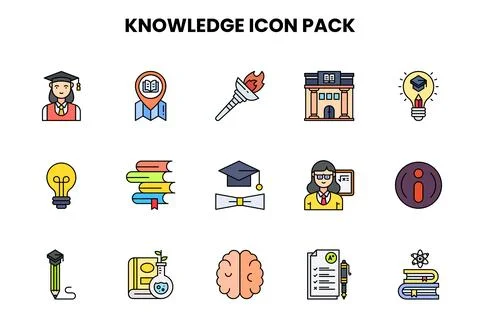 Knowledge Lineal Color Vector Icons Pack Stock Illustration