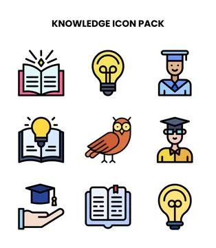 Knowledge Lineal Color Vector Icons Pack Stock Illustration