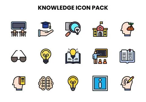 Knowledge Lineal Color Vector Icons Pack Stock Illustration