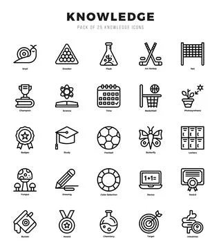 Knowledge Lineal icons collection. 25 icon set in a Lineal design. 스톡 일러스트