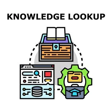 Knowledge lookup concept with information access process 库存插图