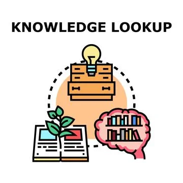 Knowledge lookup process for idea and research Stock Illustration