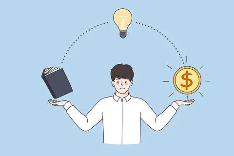 From knowledge to making money concept Stock Illustration