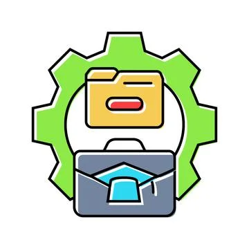 Knowledge management business process color icon vector illustration Stock Illustration