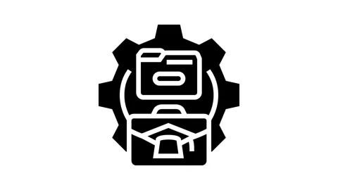 Knowledge management business process glyph icon animation Stock Footage 326147722