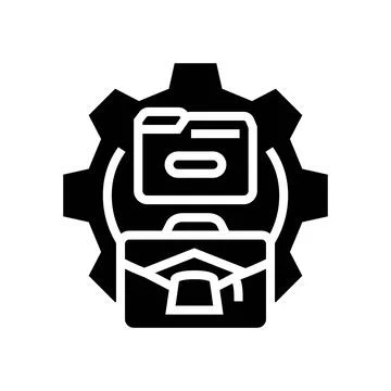 Knowledge management business process glyph icon vector illustration Stock Illustration