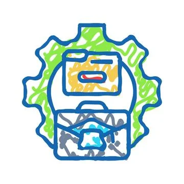 Knowledge management business process icon doodle illustration Stock Illustration