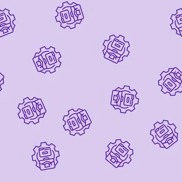 Knowledge management business process line seamless pattern Illustrazione stock