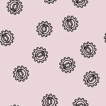 Knowledge management business process line vector seamless pattern Stock Illustration