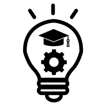 Knowledge management icon. gear, student hat, knowledge management sign. Stock Illustration