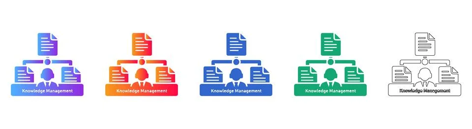 Knowledge Management Icon Set 스톡 일러스트