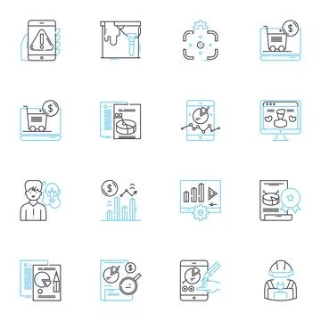 Knowledge management linear icons set. Collaboration, Innovation, Training 스톡 일러스트