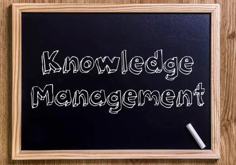Knowledge Management - New chalkboard with 3D outlined text Stock Photos