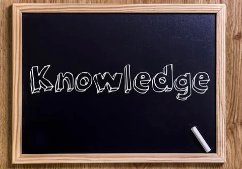 Knowledge - New chalkboard with 3D outlined text Stock Photos