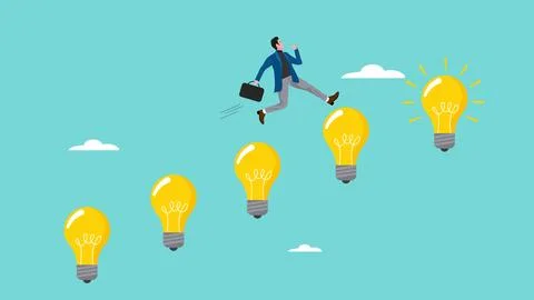 Knowledge or creativity for career success and financial freedom, strategy .. 库存插图