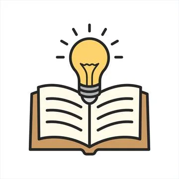 Knowledge or education icon in flat style. School study vector illustration.. Illustrazione stock