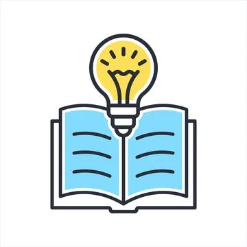 Knowledge or education icon in flat style. School study vector illustration.. Illustrazione stock