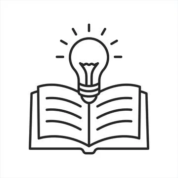 Knowledge or education icon in outline flat style. School study vector illu.. Stock Illustration