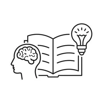 Knowledge or education icon in outline flat style. School study vector illu.. 스톡 일러스트