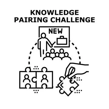 Knowledge pairing challenge concept learning and training Stock Illustration