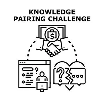 Knowledge pairing challenge teamwork and concept development Illustrazione stock