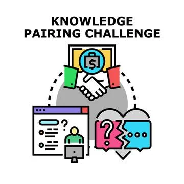 Knowledge pairing challenge teamwork and concept development Stockillustratie