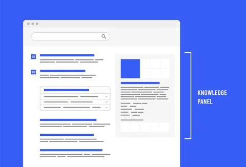 Knowledge Panel - search engine feature that presents quick summary of Illustrazione stock