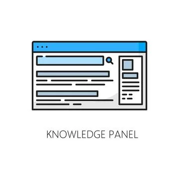 Knowledge panel, SERP thin line icon or sign Stock Illustration