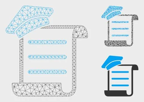 Knowledge Parchment Vector Mesh Carcass Model and Triangle Mosaic Icon Stock Illustration