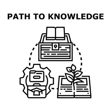 Knowledge path concept discovering education and information process Stock Illustration