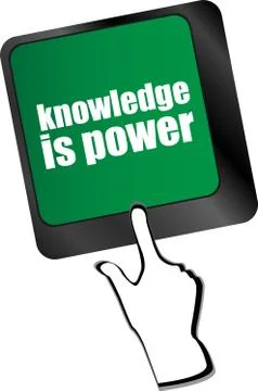 Knowledge is power button on computer keyboard key Stock Illustration