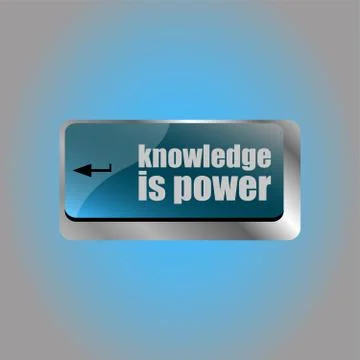Knowledge is power button on computer keyboard key Stock Illustration