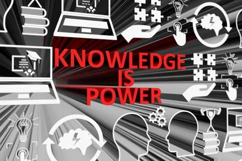 KNOWLEDGE IS POWER concept blurred background 3d render illustration Stock Illustration