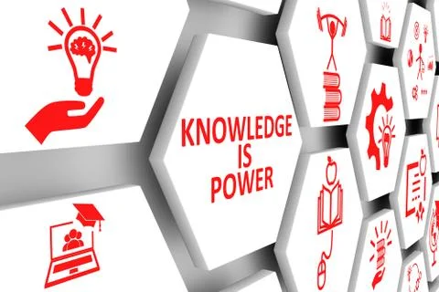 KNOWLEDGE IS POWER concept cell background 3d illustration Stock Illustration